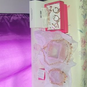 Multilayer chains bracelet, necklace and earrings set